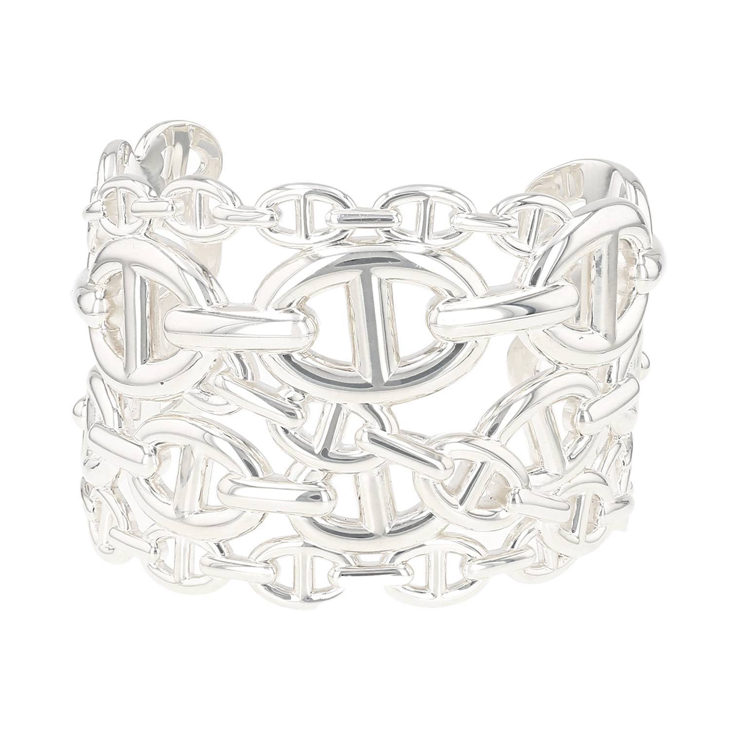 Bracelet manchette Hermès Chaîne d'Ancre enchainée grand modèle en