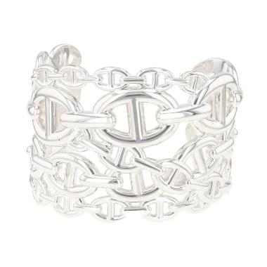 Bracelet manchette Hermès Chaîne d'Ancre enchainée grand modèle en argent