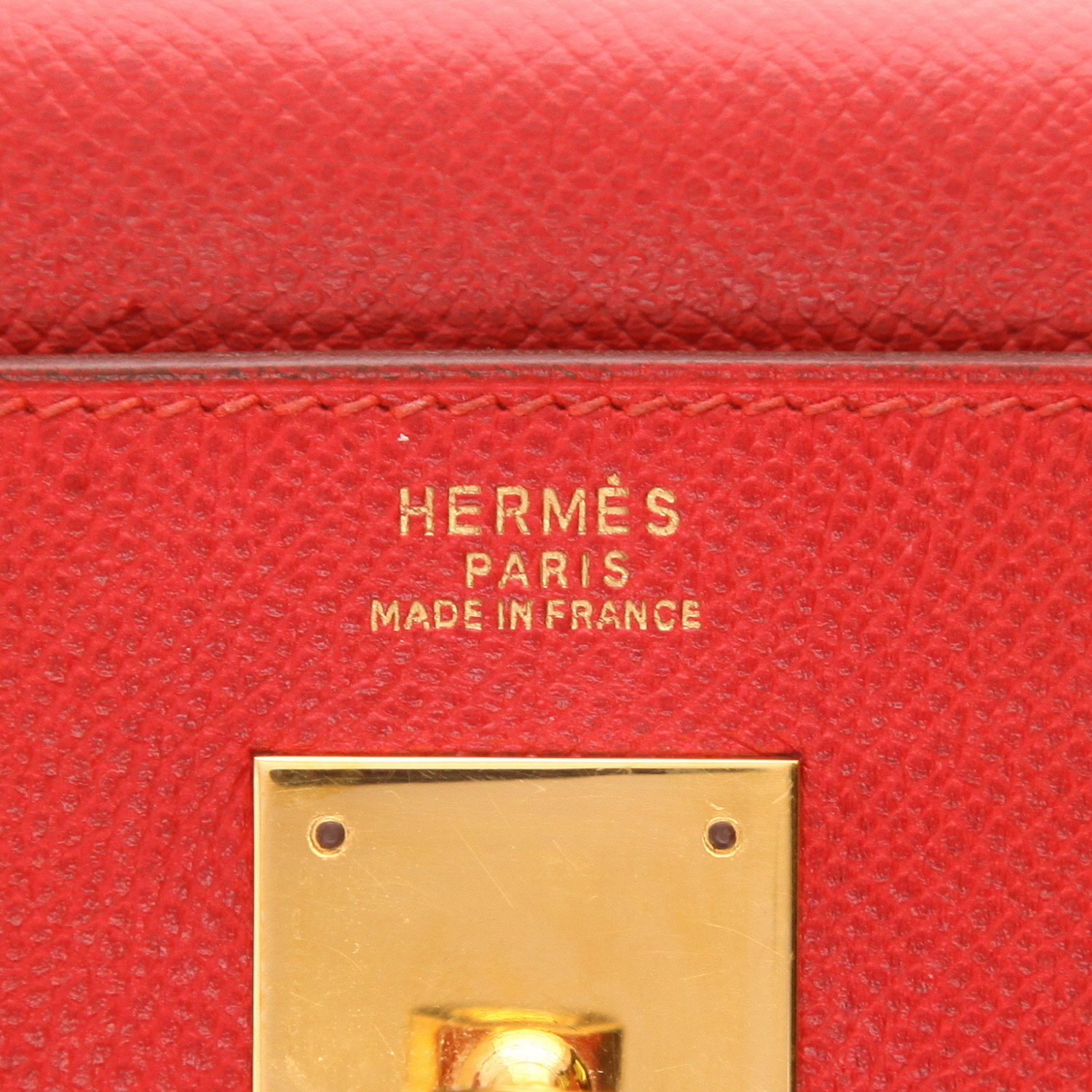 Borsa Hermès Kelly da 32 cm in pelle Courchevel rossa - Detail D2