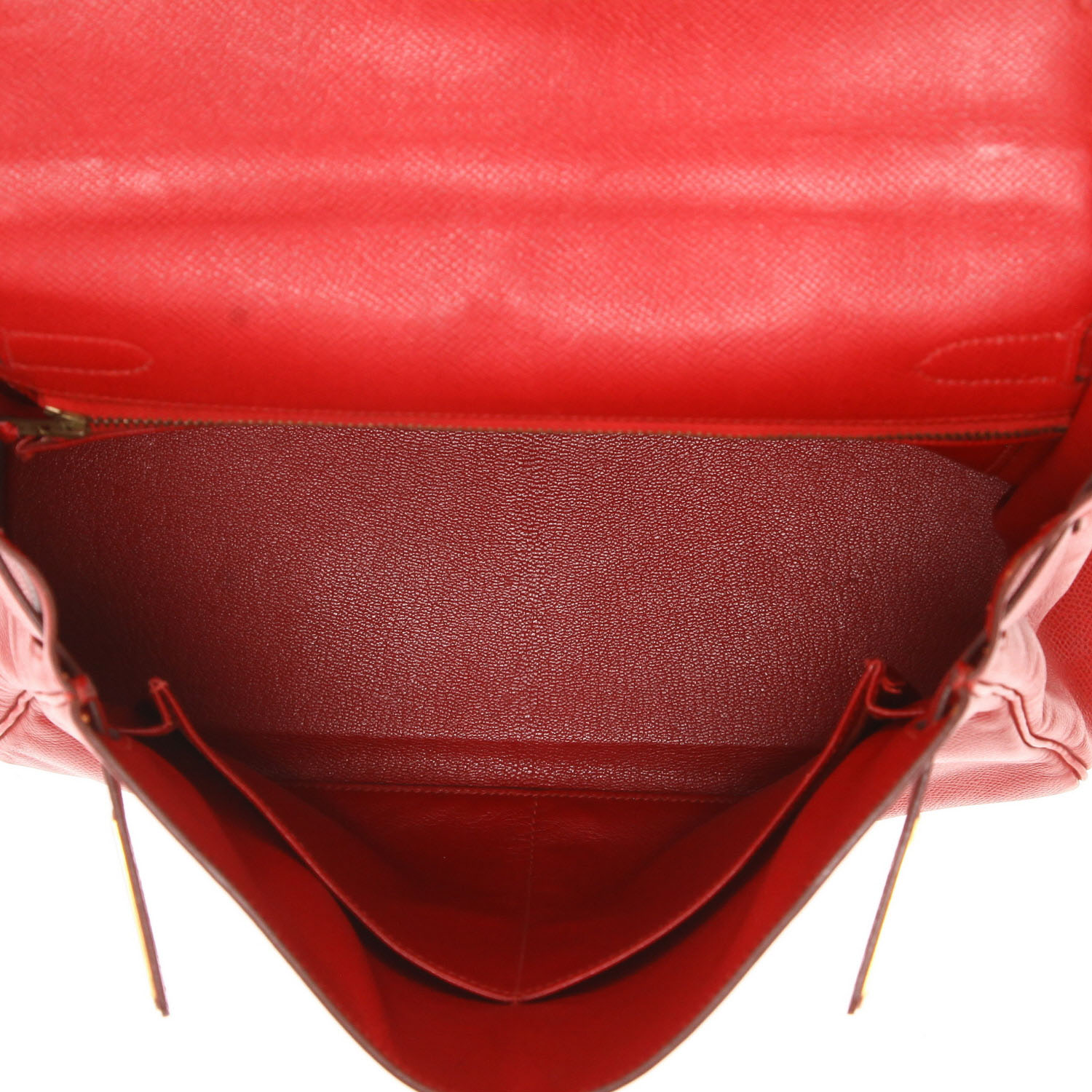 Hermès Kelly 32 cm handbag in red Courchevel leather - Detail D3