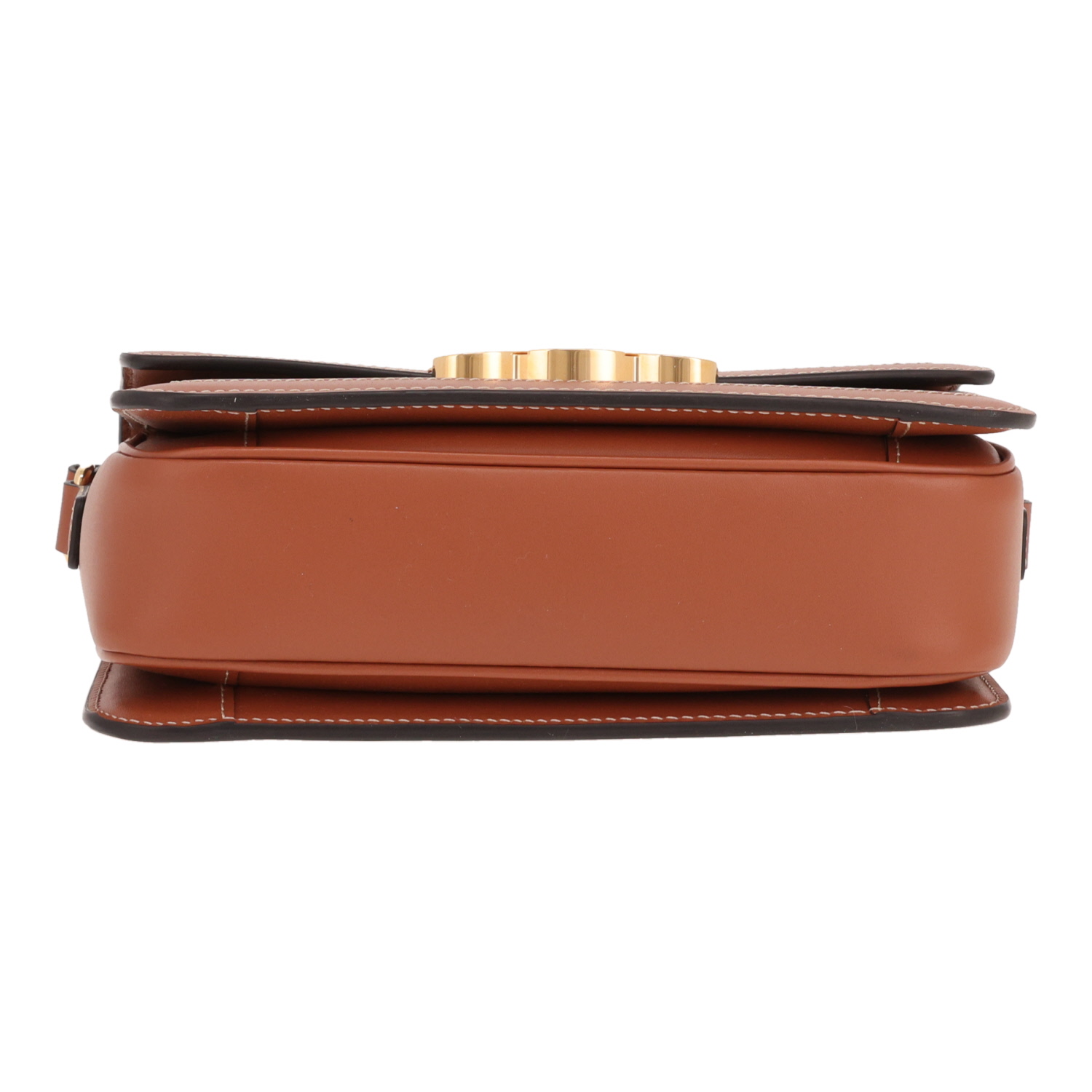 Borsa a tracolla Celine Triomphe Teen in tela Triomphe marrone e pelle marrone - Detail D1