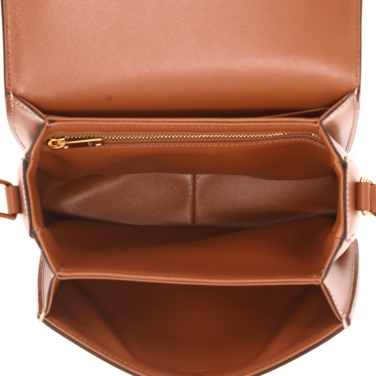 Celine Triomphe Teen shoulder bag in brown Triomphe canvas and brown leather - Detail D3