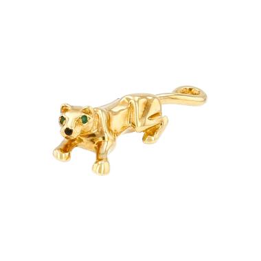 Broche Cartier  en or jaune, émeraudes et onyx