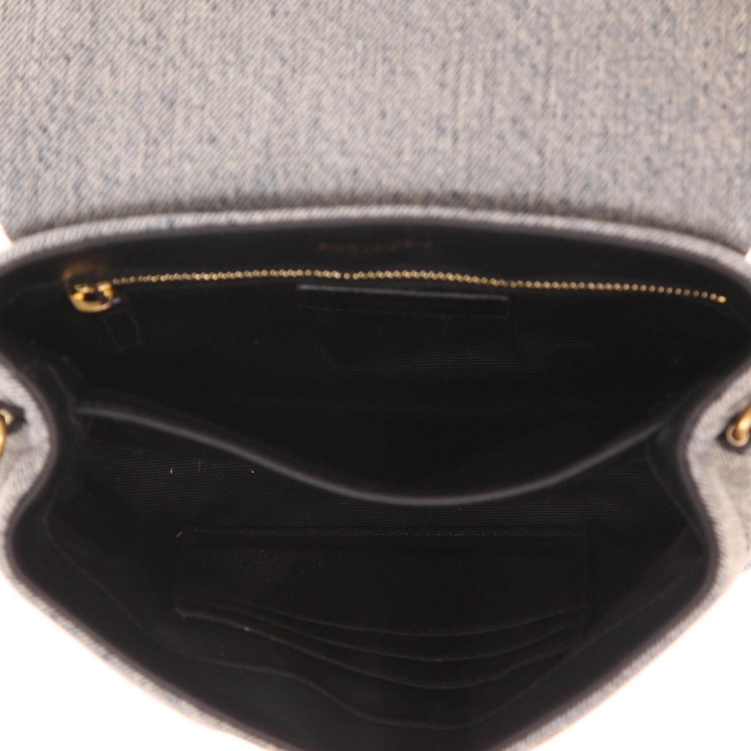 Saint Laurent Toy Loulou shoulder bag in grey denim canvas - Detail D3