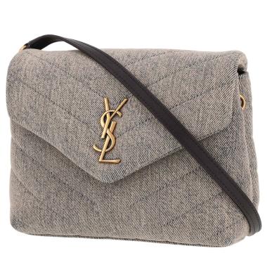 Sac bandoulière Saint Laurent  Toy Loulou en toile denim grise