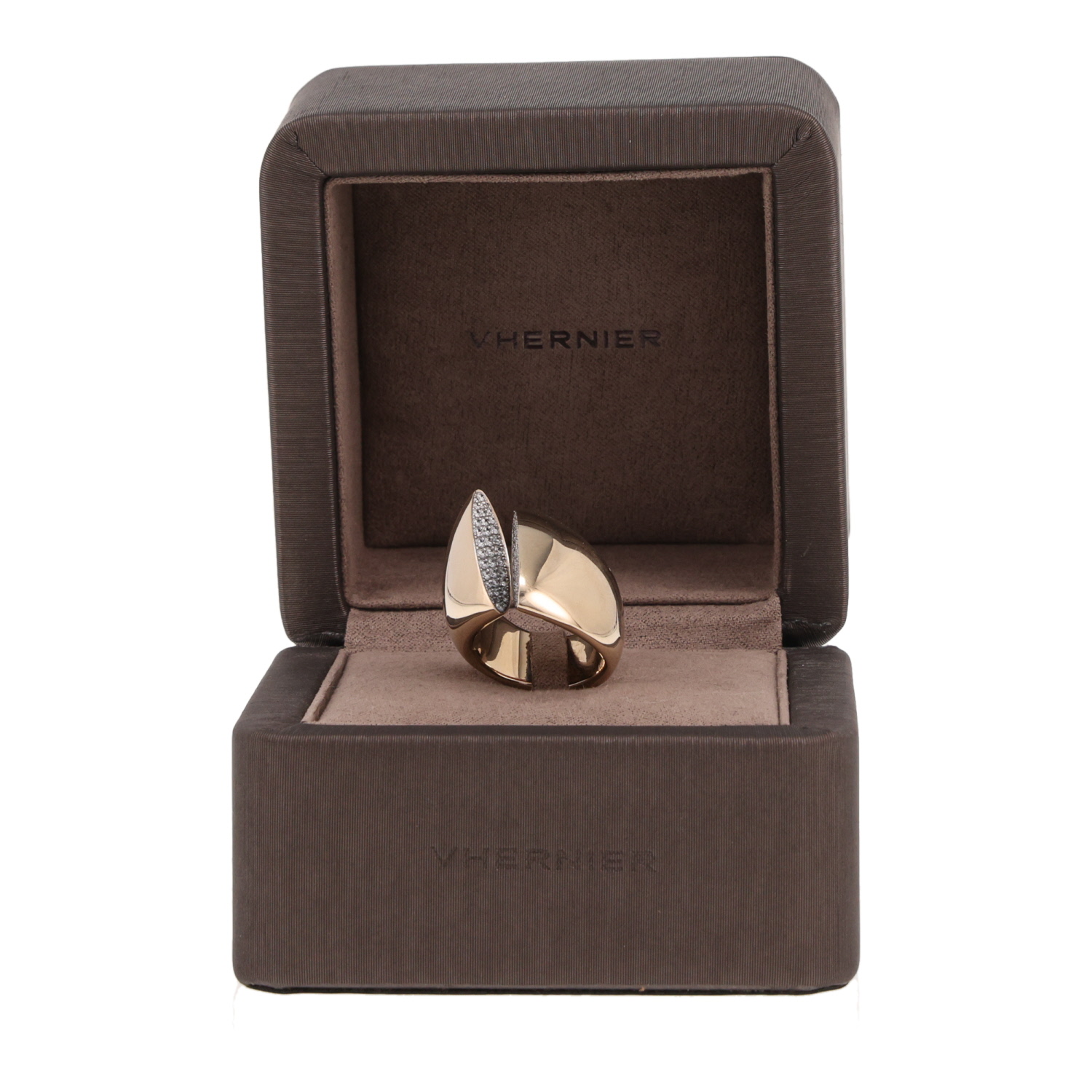 Anillo Vhernier Eclisse de oro blanco sin rodiar y diamantes - Detail D2