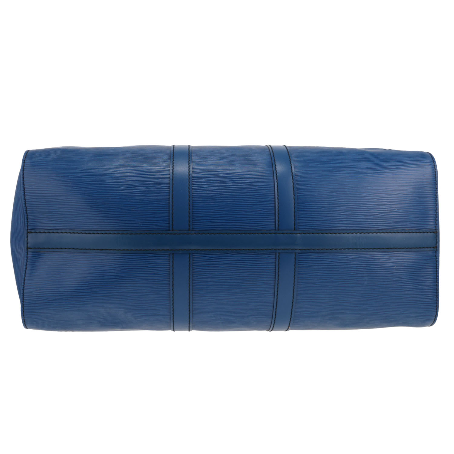 Bolsa de viaje Louis Vuitton Keepall 45 de piel Épi azul - Detail D1