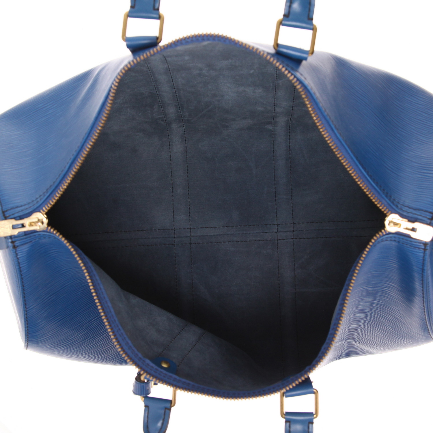 Bolsa de viaje Louis Vuitton Keepall 45 de piel Épi azul - Detail D3
