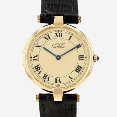 Montre Cartier Must Vendôme grand modèle  en vermeil Ref: Cartier - 17  Vers 1990