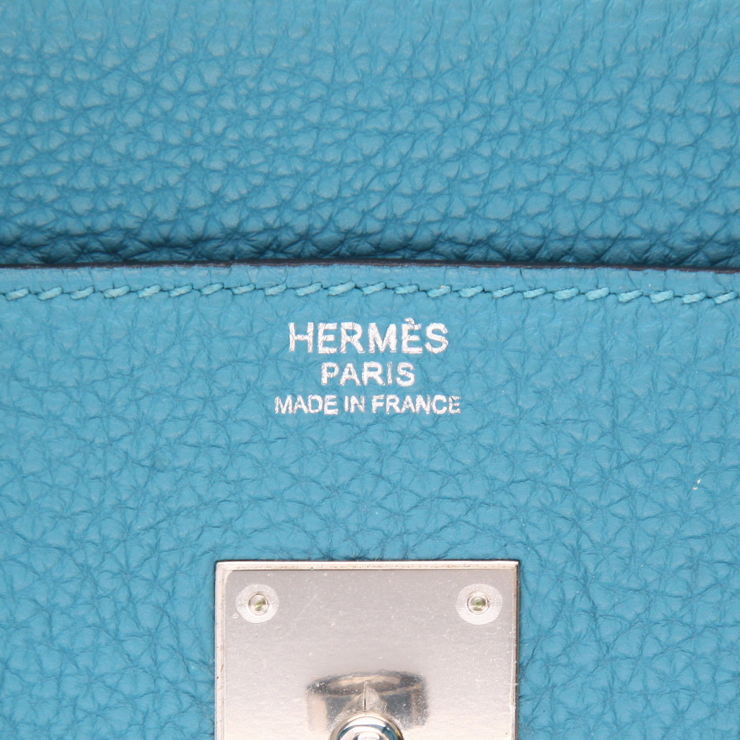 Borsa Hermès Birkin da 30 cm in pelle Togo blu - Detail D2