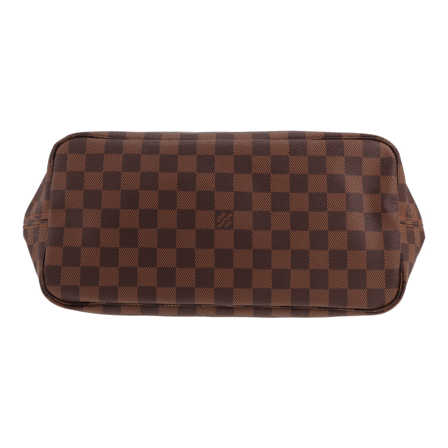 Louis Vuitton Neverfull tote bag in Ebène Damier canvas and brown leather - Detail D1