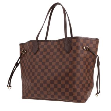 Louis Vuitton Neverfull tote bag in Ebène Damier canvas and brown leather