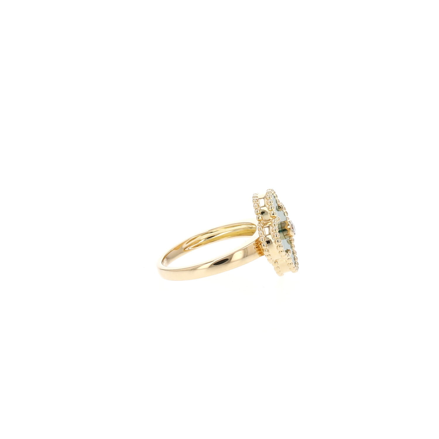 Van Cleef & Arpels Vintage Alhambra ring in yellow gold, Malachite and diamonds - Detail D4