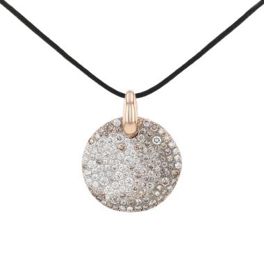 Pomellato Sabbia large pendant in rose gold, with white and brown diamonds