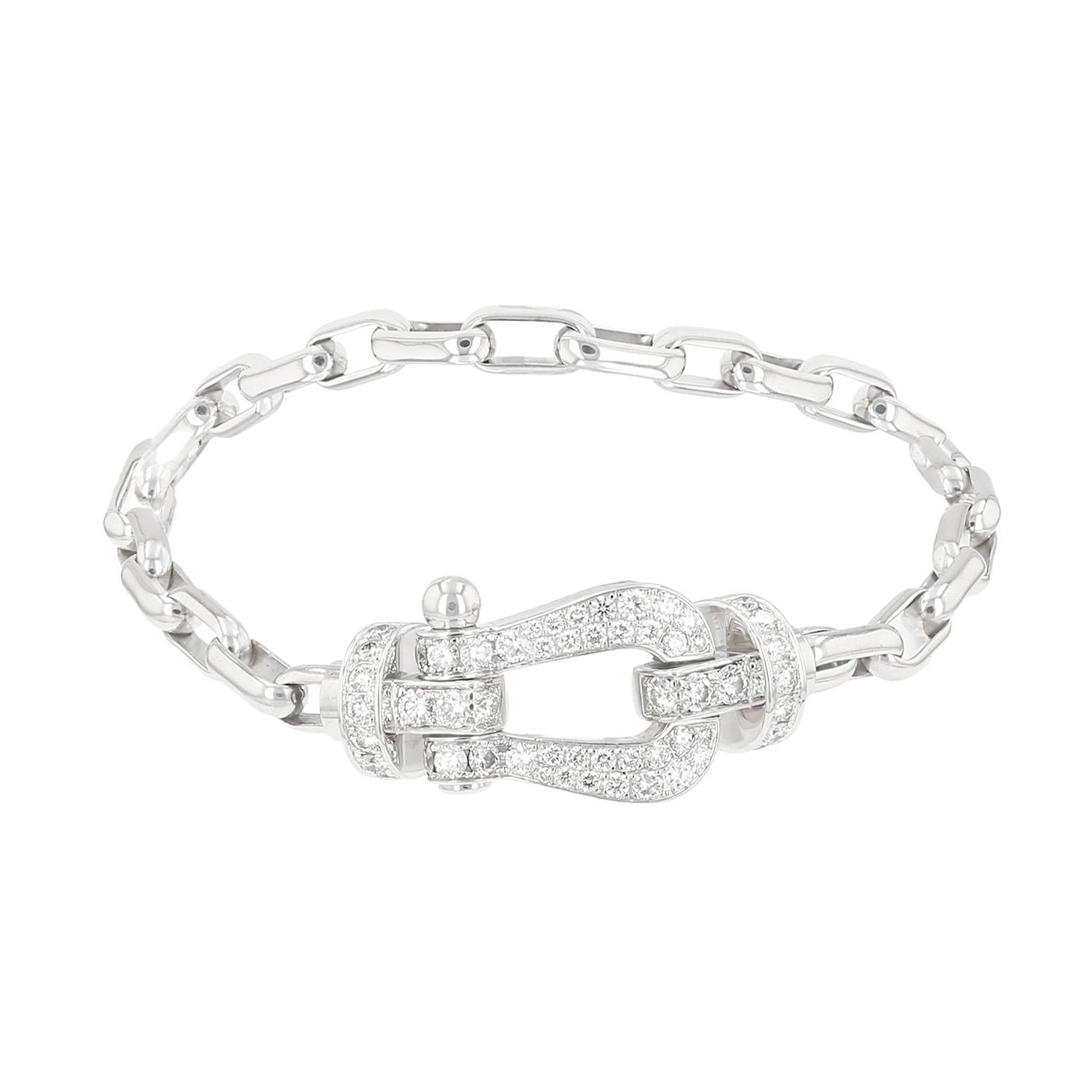 Bracelet Fred Force 10 grand modèle en or blanc et diamants Bracelet Fred Force 10 grand modèle en or blanc et diamants