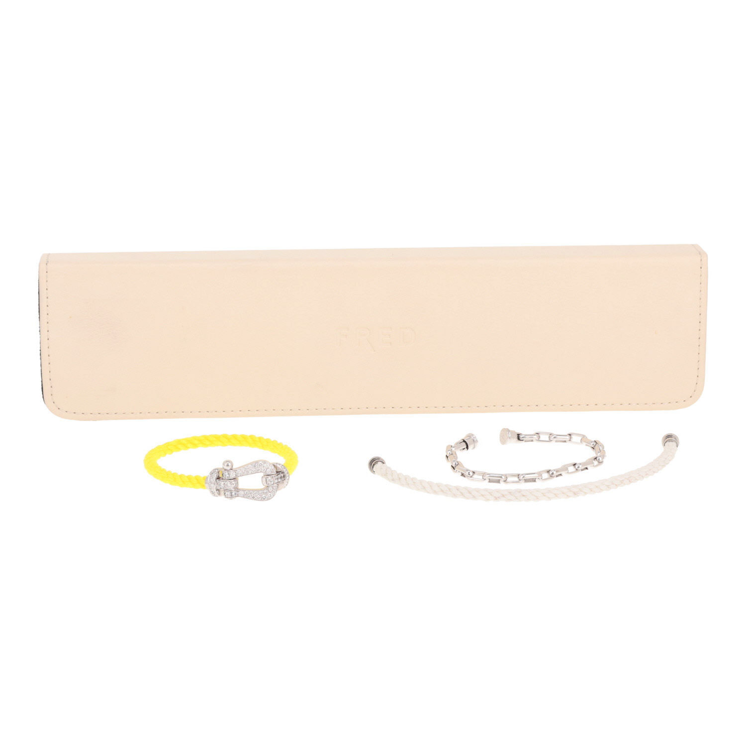 Bracelet Fred Force 10 grand modèle en or blanc et diamants - Detail D2