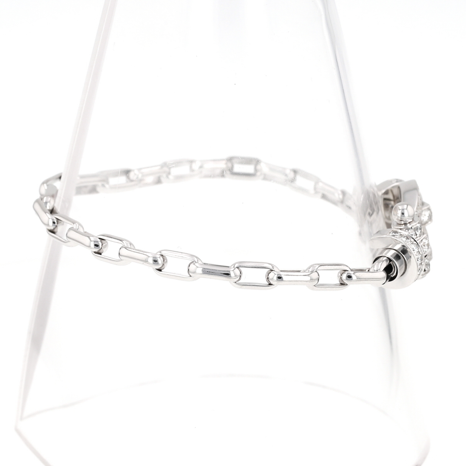 Bracelet Fred Force 10 grand modèle en or blanc et diamants - Detail D4