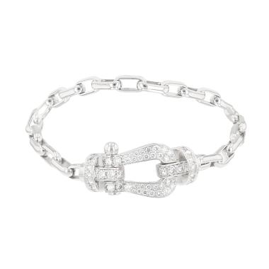 Bracciale Fred Force 10, modello grande, in oro bianco e diamanti