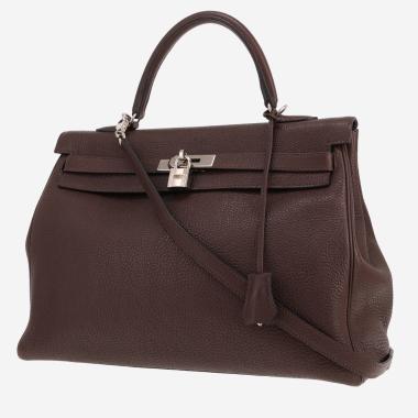 Borsa Hermès Kelly da 35 cm in pelle Togo marrone