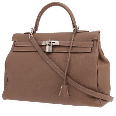 Hermès Kelly 35 cm handbag in Togo leather, in the ‘Étoupe’ colour