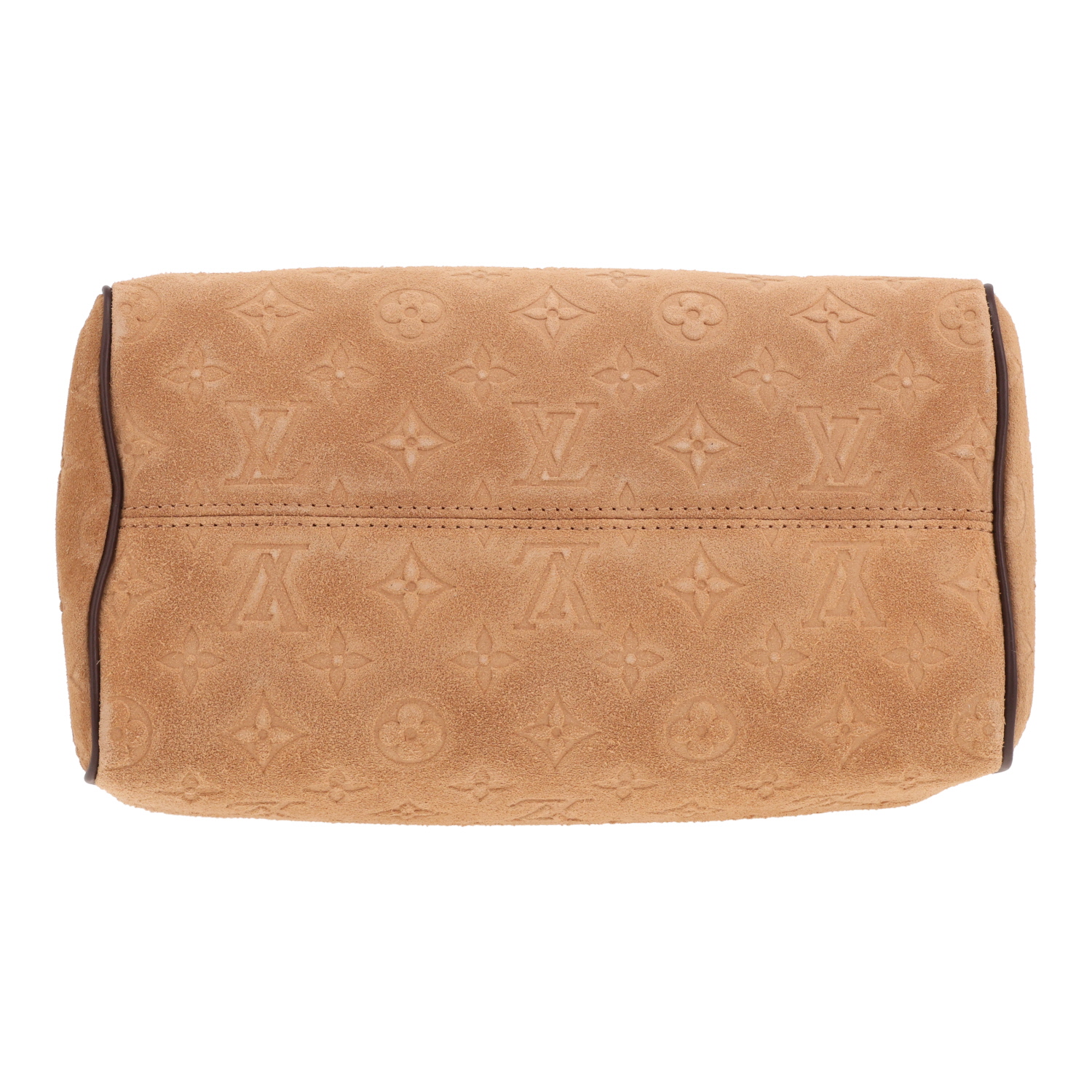 Louis Vuitton Speedy 25 handbag in brown suede calfskin and brown leather - Detail D1