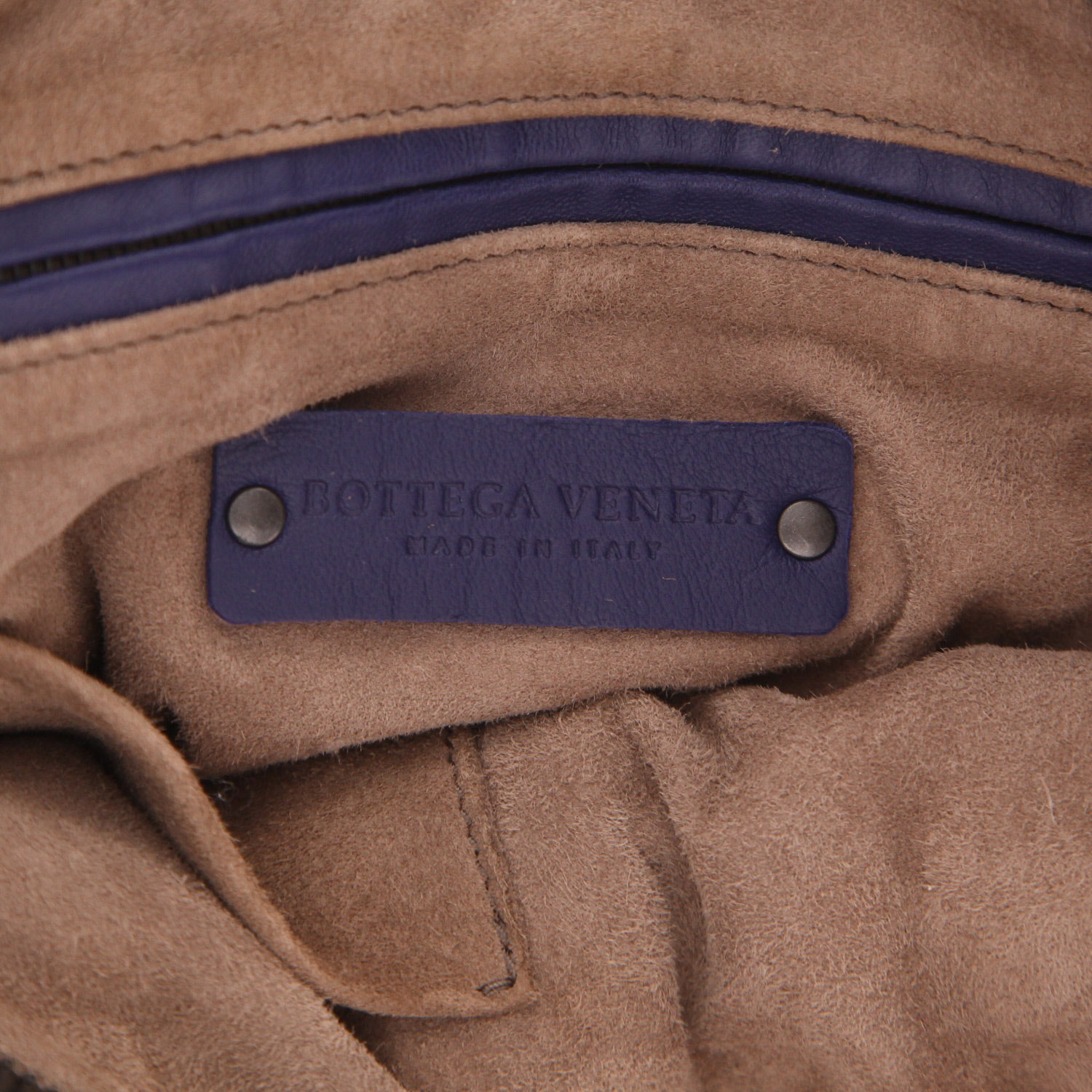 Borsa Bottega Veneta Tambura in pelle intrecciata blu e nera e pitone blu - Detail D2