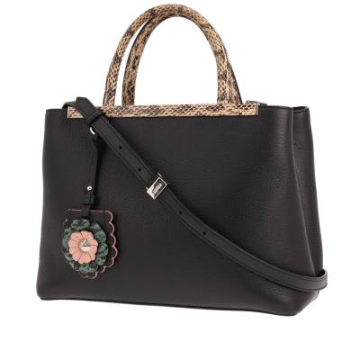Bolso de mano Fendi «2 Jours» de piel negra y pitón beige