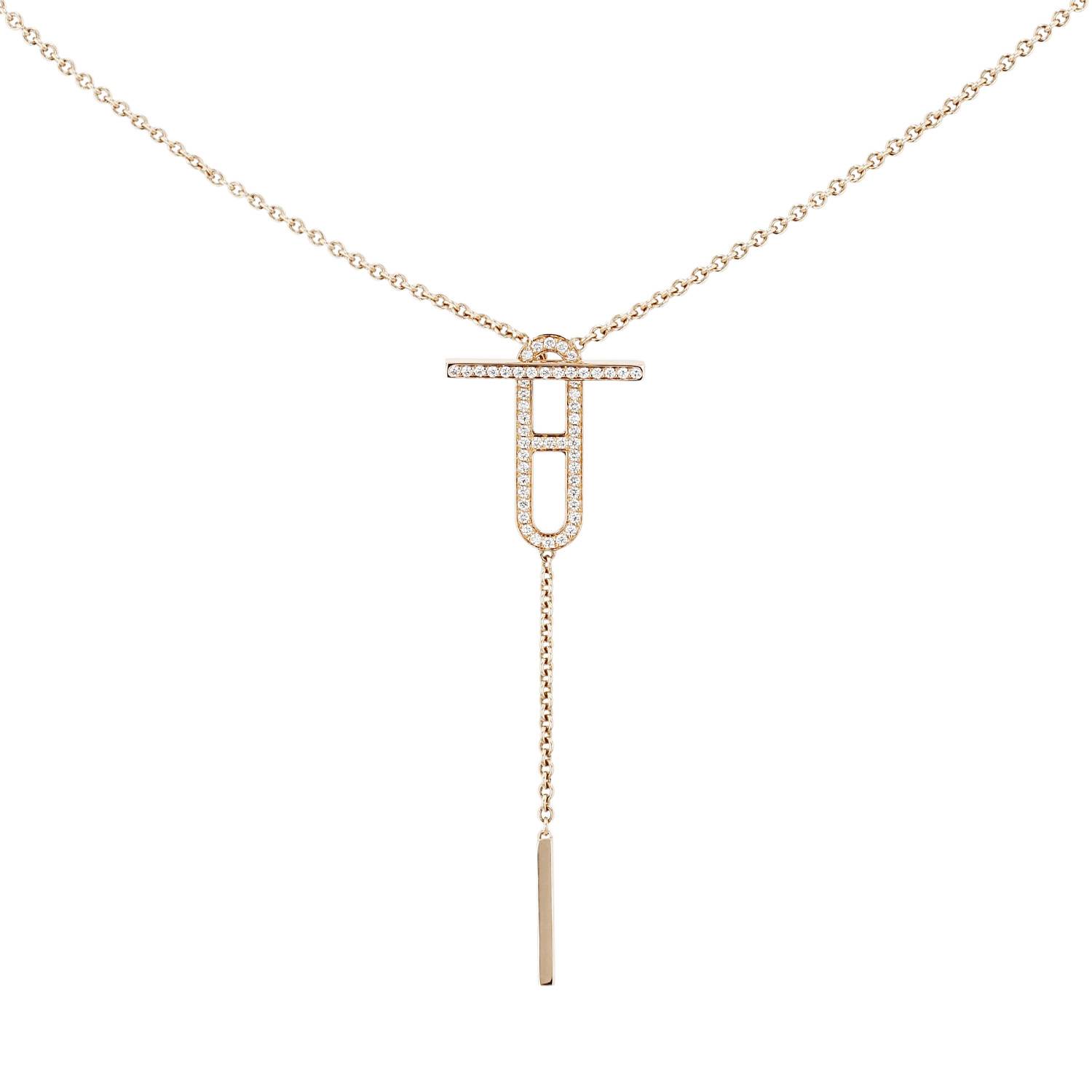 Collier Hermès Ever Chaîne d'Ancre en or rose et diamants Collier Hermès Ever Chaîne d'Ancre en or rose et diamants