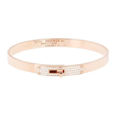 Pulsera Hermès Kelly de oro rosa y diamantes
