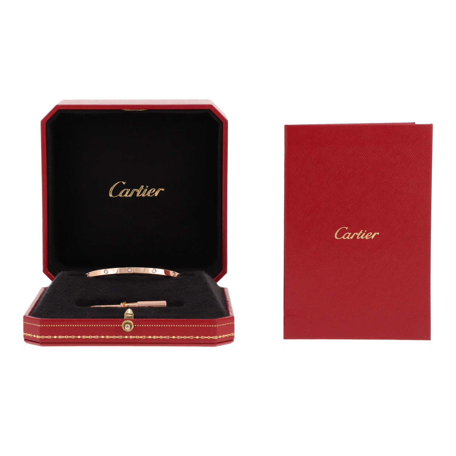 Cartier Love bracelet, small model, in rose gold and diamonds, size 17