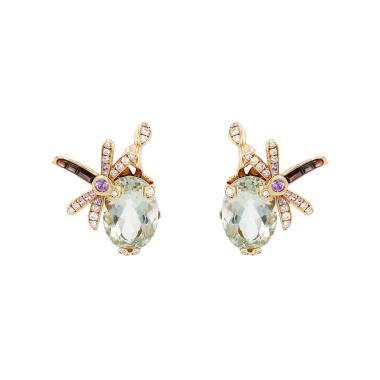 Par de hebillas Dior Gourmande de oro amarillo, diamantes y piedras de colores