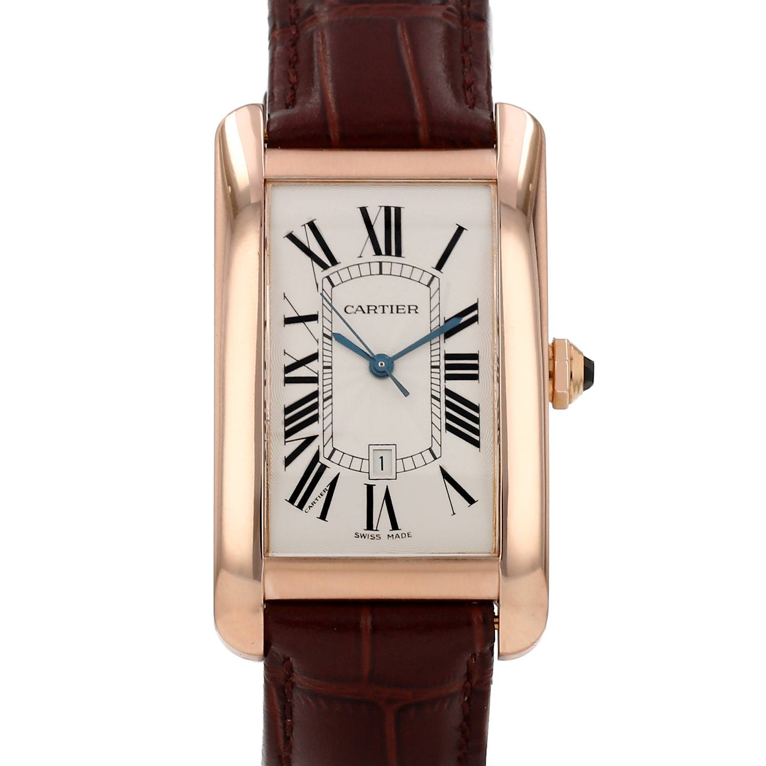 Montre Cartier Tank Américaine grand modèle en or rose Ref: Cartier