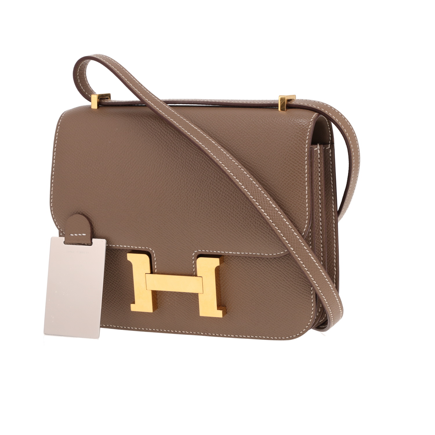 Hermès Constance 18 cm shoulder bag in Epsom leather with Étoupe finish - Detail D4