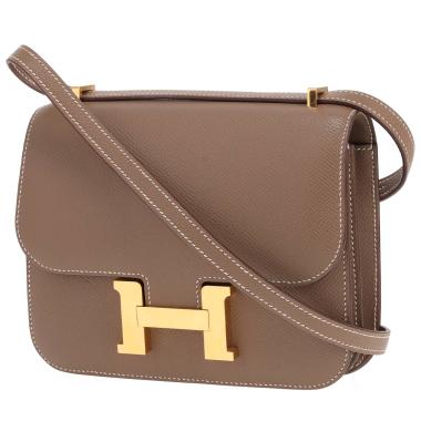 Bolso bandolera Hermès «Constance» de 18 cm, de piel Epsom avec Étoupe