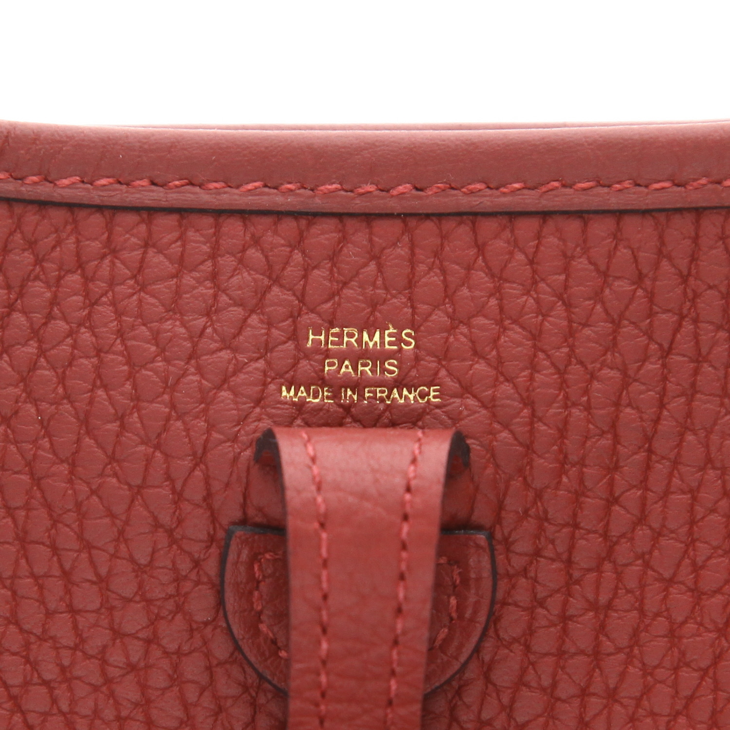 Borsa a tracolla Hermès Evelyne da 16 cm in pelle di vitello Clémence rossa H - Detail D2