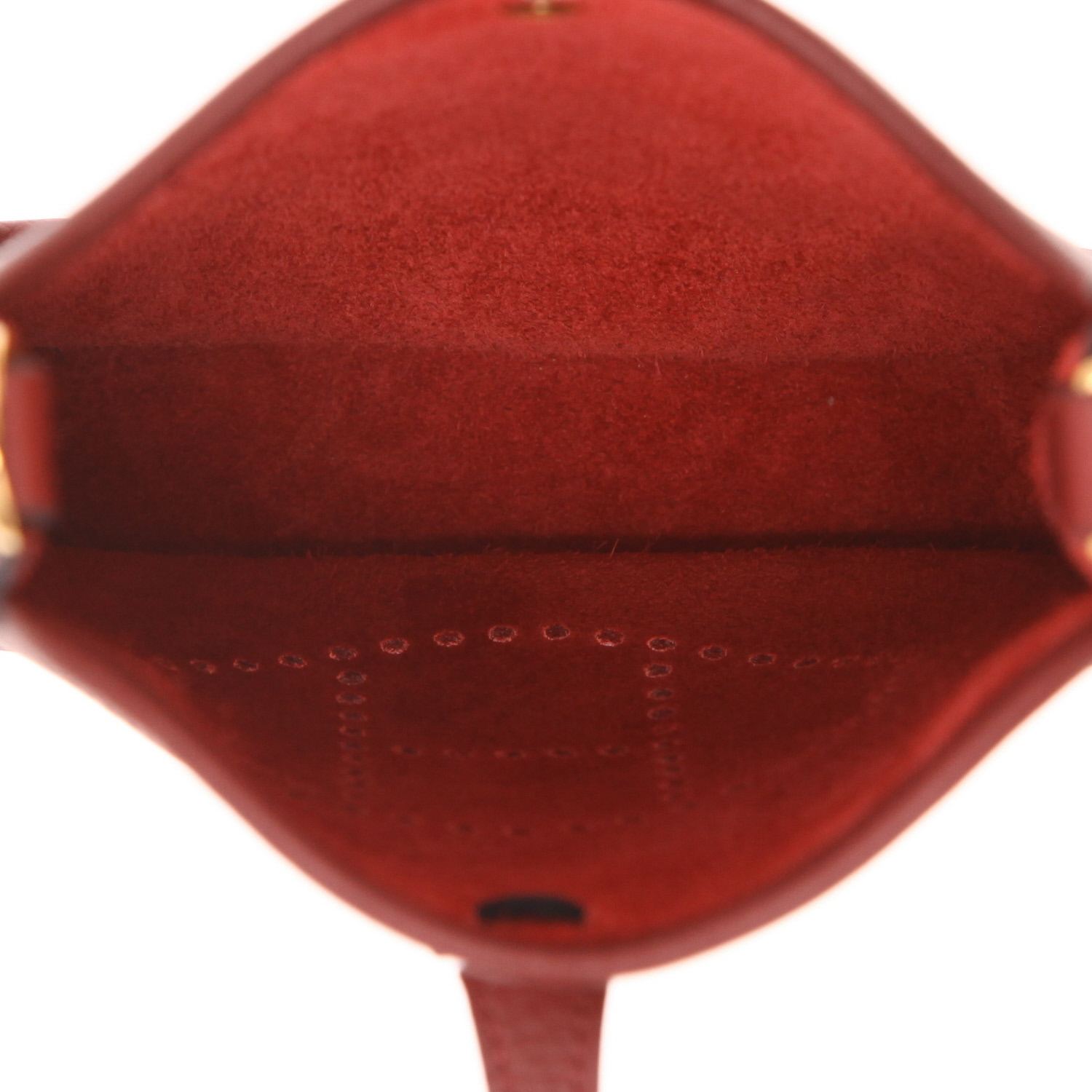 Borsa a tracolla Hermès Evelyne da 16 cm in pelle di vitello Clémence rossa H - Detail D3