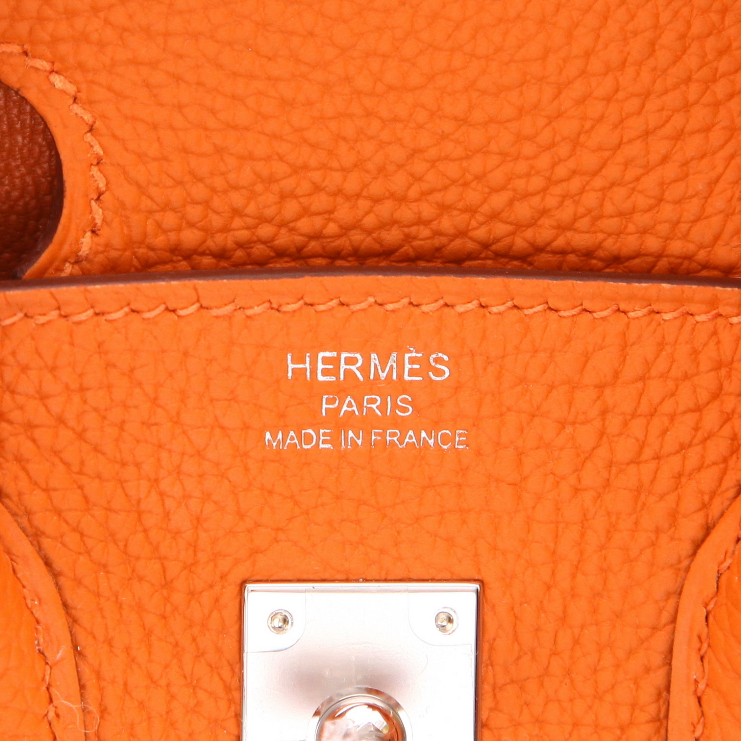 Hermès Birkin handbag, 25 cm, in Orange Togo leather - Detail D2