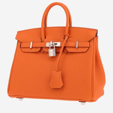 Sac à main Hermès  Birkin 25 cm en cuir togo orange