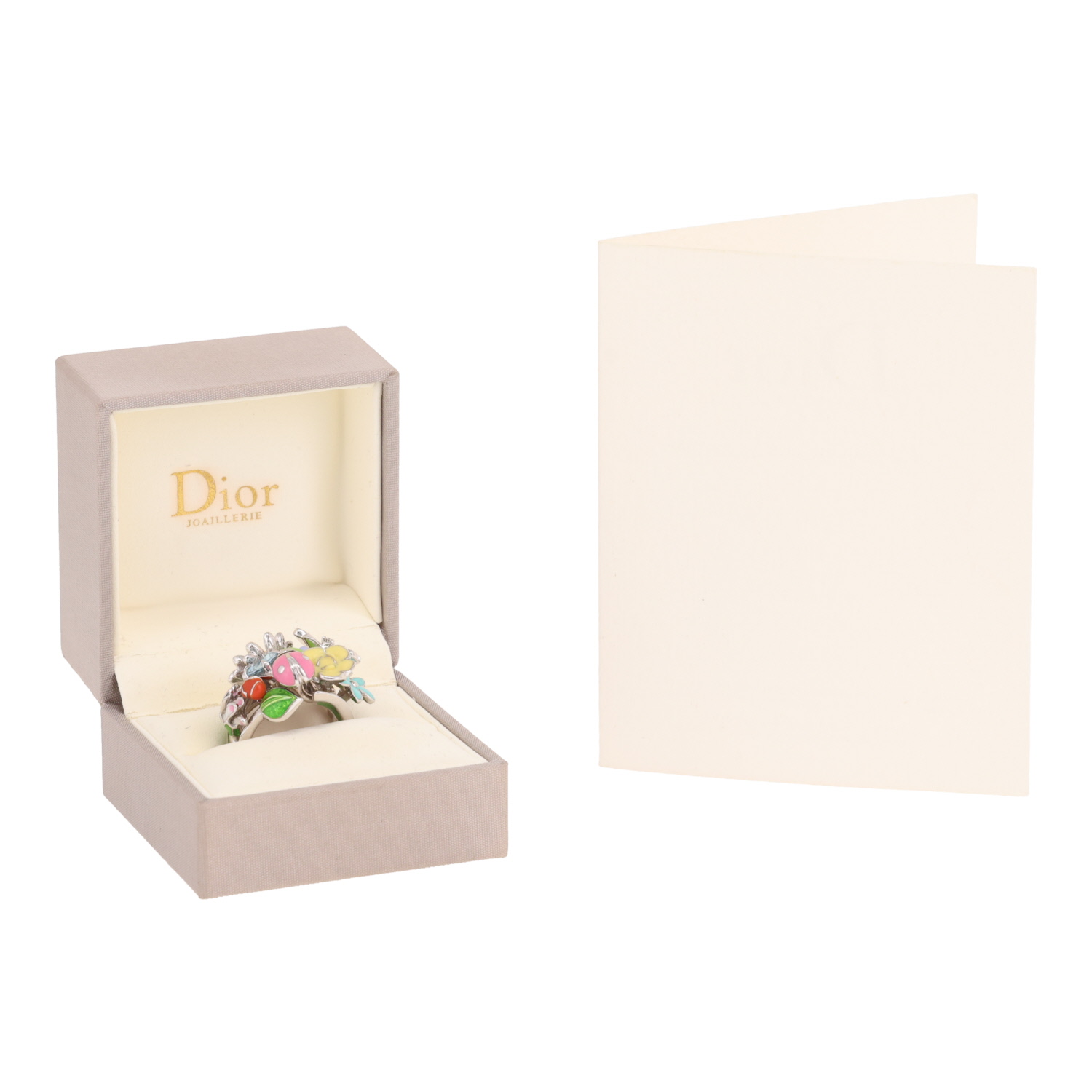 Bague Dior Diorette moyen modèle en or blanc, émail et aigue-marine en améthyste - Detail D2