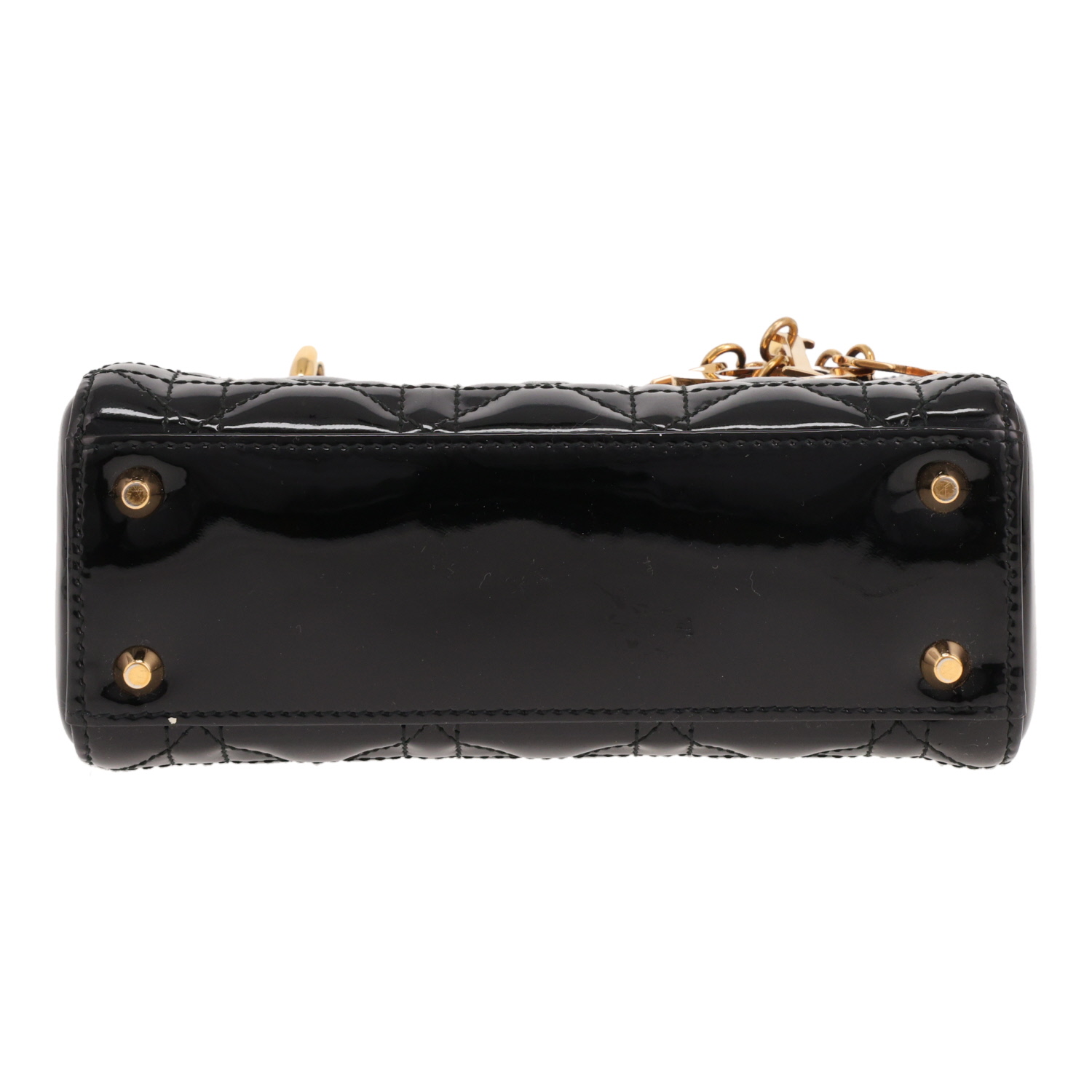 Bolso Dior  Lady Dior mini  de piel charol negra - Detail D1