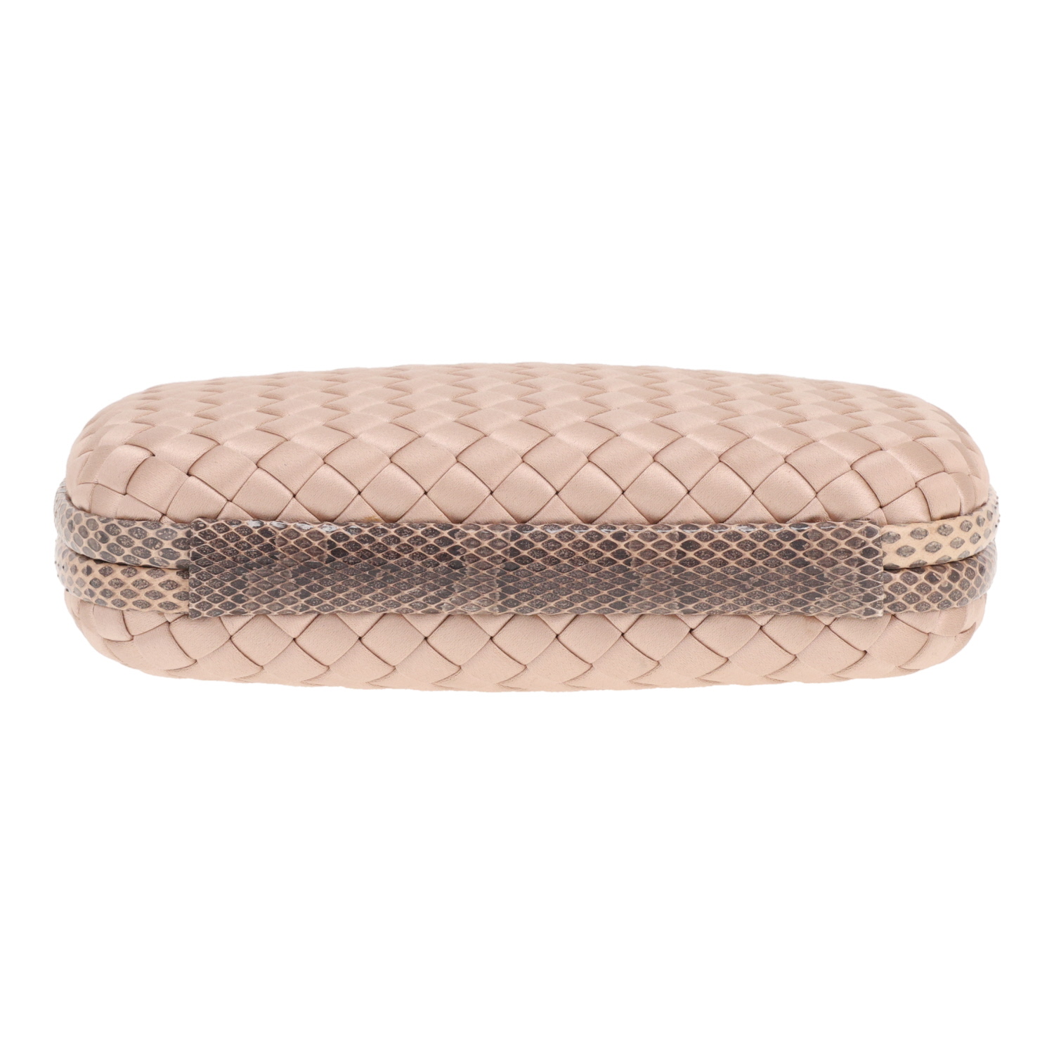 Bolso de mano «Knot» de Bottega Veneta, de satén y piel de serpiente beige - Detail D1