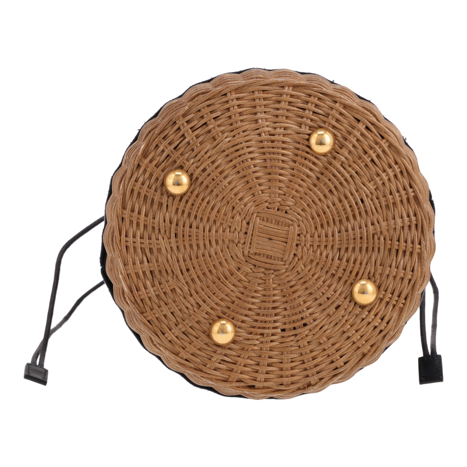 Dior Bucket handbag in beige wicker, canvas and Bleu Marine leather - Detail D1