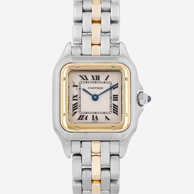 Montre Cartier Panthère petit modèle  en or et acier Ref: Cartier - 66921  Vers 1990