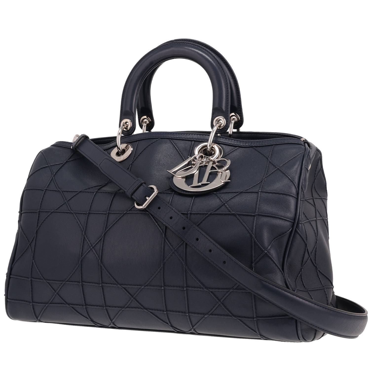 Sac à main Dior Bowling en cuir bleu-marine Sac à main Dior Bowling en cuir bleu-marine