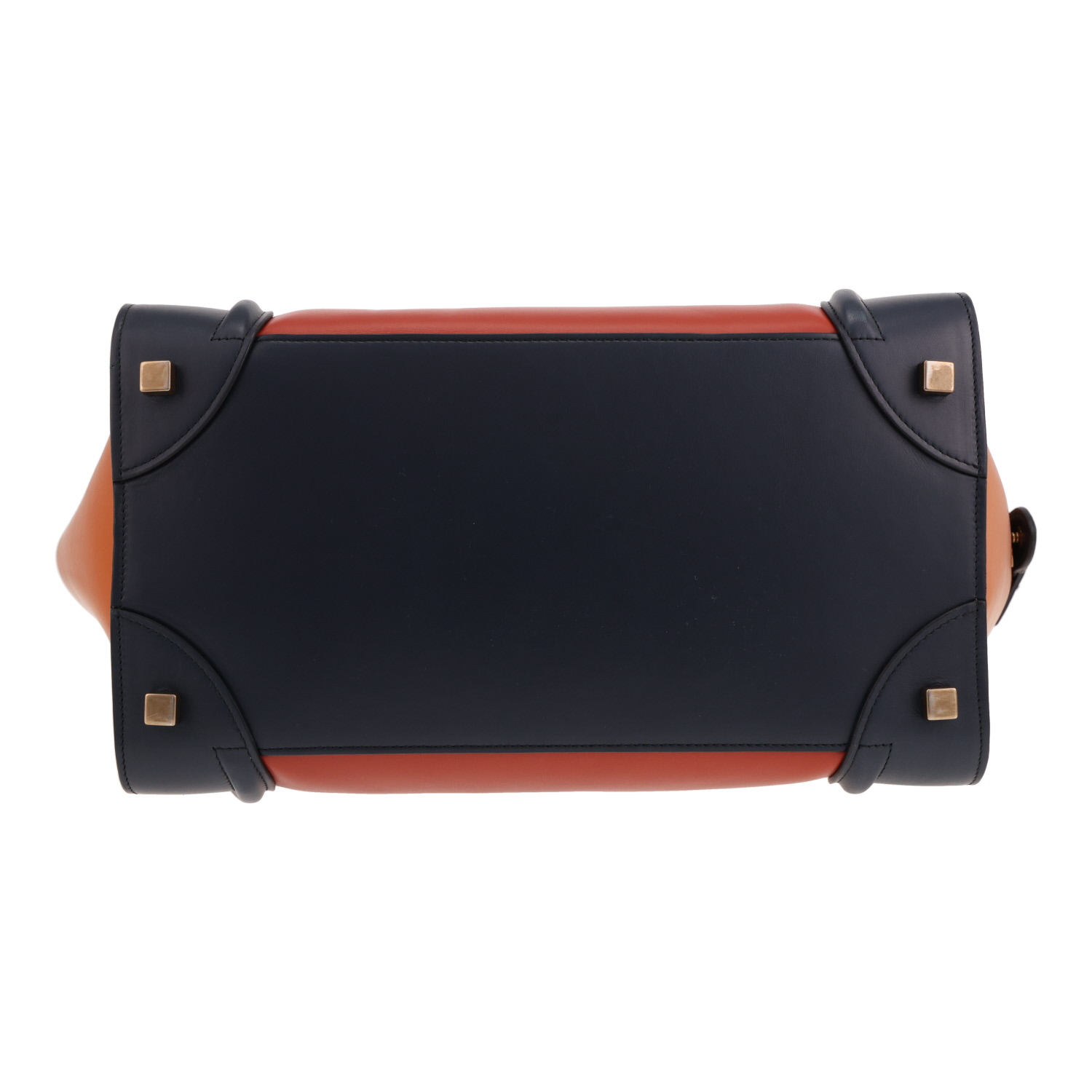 Celine Luggage handbag in orange, red and blue leather - Detail D1