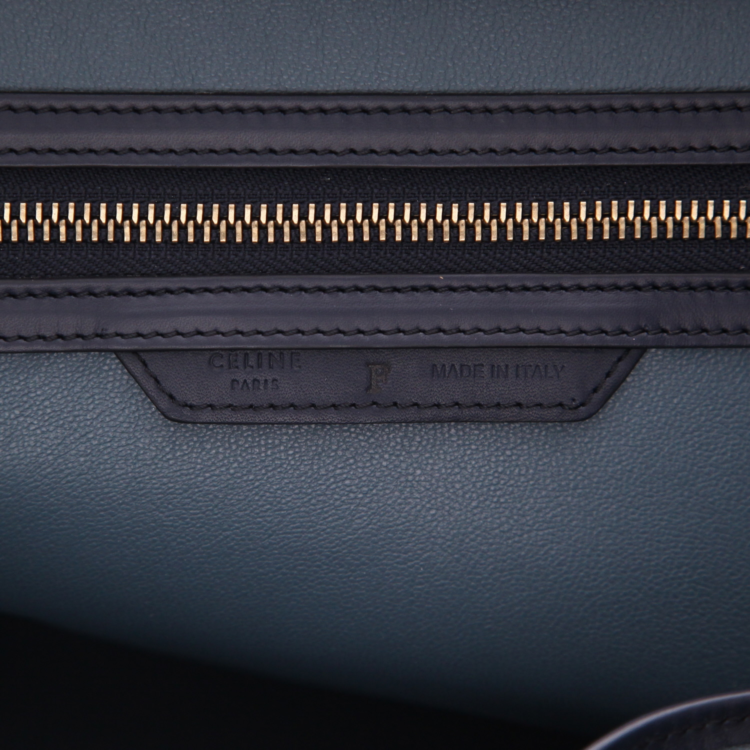 Bolso de mano Celine «Luggage» de piel en tonos naranja rojizo y azul - Detail D2