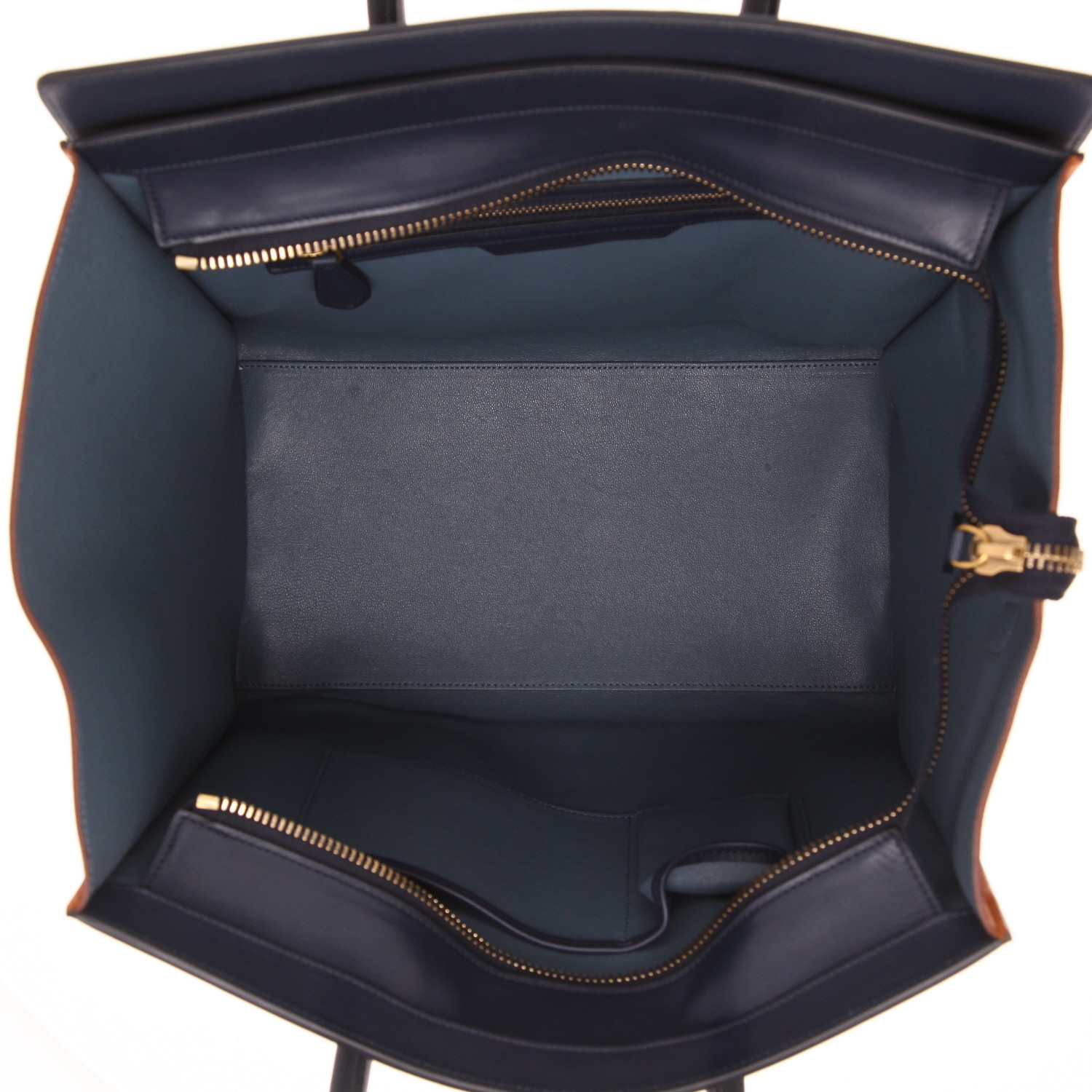 Celine Luggage handbag in orange, red and blue leather - Detail D3