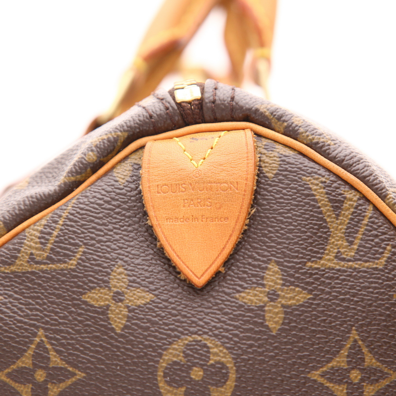 Sac à main Louis Vuitton  Speedy 40 en toile monogram marron et cuir naturel - Detail D2