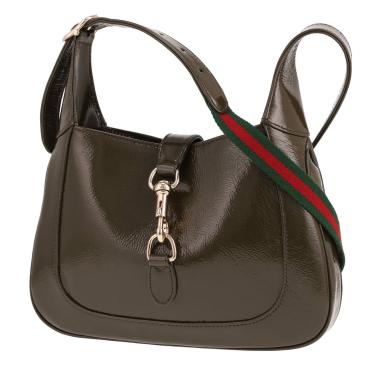 Sac à main Gucci  Jackie en cuir verni vert-kaki