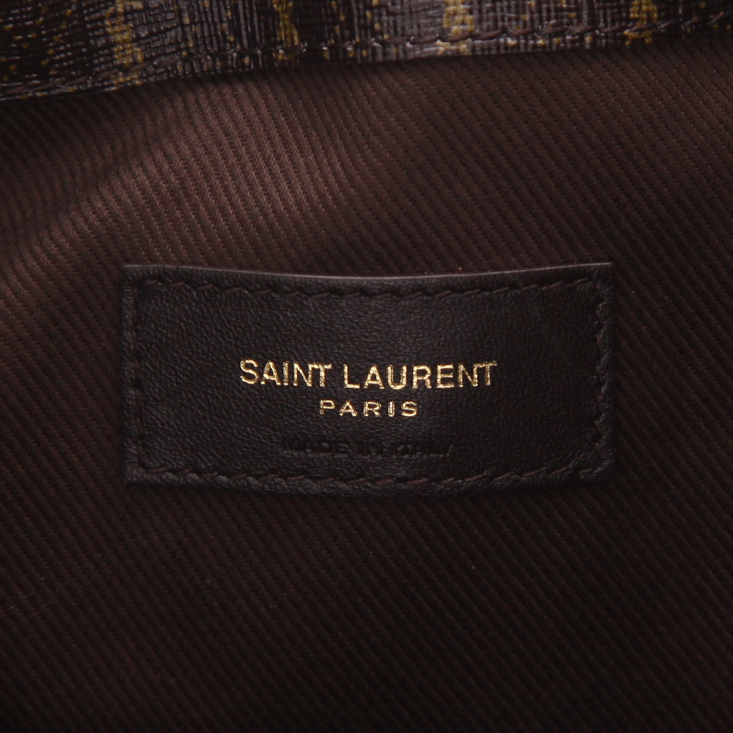 Sac à main Saint Laurent   en toile siglée marron et cuir marron - Detail D2